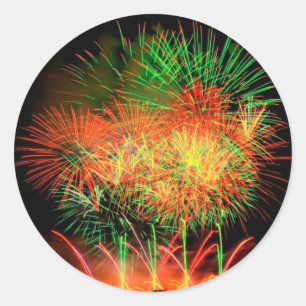 Het Vuurwerk verlicht omhoog het Luchtruim Ronde Sticker