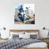 Het waakzame gezicht canvas afdruk (Insitu (Slaapkamer))