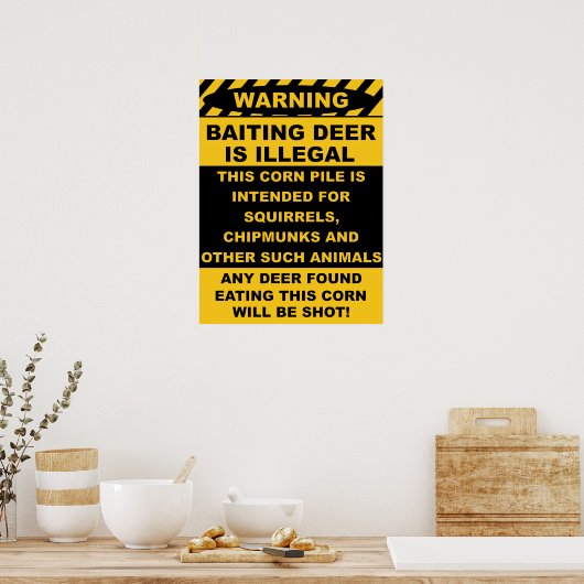 Het waarschuwen het bakken Deer is illegaal Poster (Keuken)
