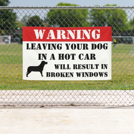 Het waarschuwen het verlaten van Dog in autoVenste Spandoek (Insitu)