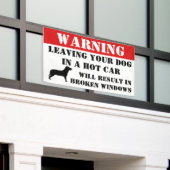 Het waarschuwen het verlaten van Dog in autoVenste Spandoek (Buitenkant Gebouw)