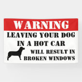 Het waarschuwen het verlaten van Dog in autoVenste Spandoek (Horizontaal)