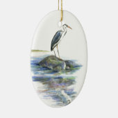 Het wachten - Grote Blauwe Heron Keramisch Ornament (Rechts)
