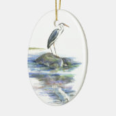 Het wachten - Grote Blauwe Heron Keramisch Ornament (Links)