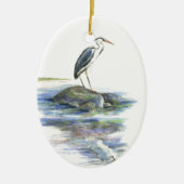 Het wachten - Grote Blauwe Heron Keramisch Ornament (Voorkant)