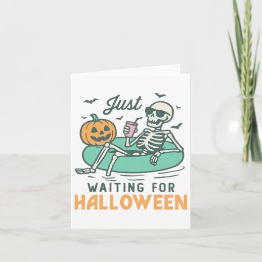 Het wachten is op Halloween Funny Skeleton Spooky Kaart (Voorkant)