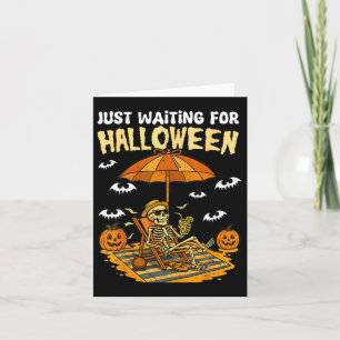 Het wachten is op Halloween Funny Skeleton Spooky Kaart