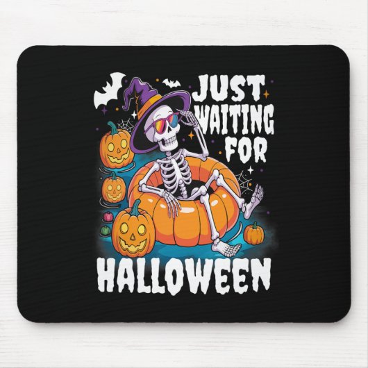 Het wachten is op Halloween Funny Skeleton Spooky Muismat (Voorkant)