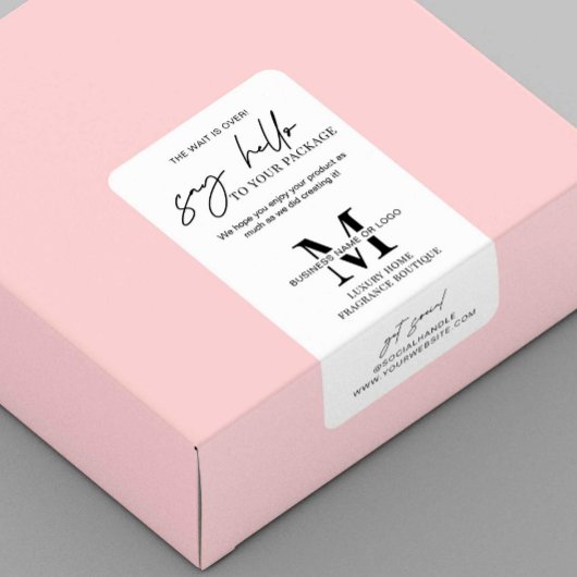 Het wachten is over Modern Monogram Business Box S Etiket