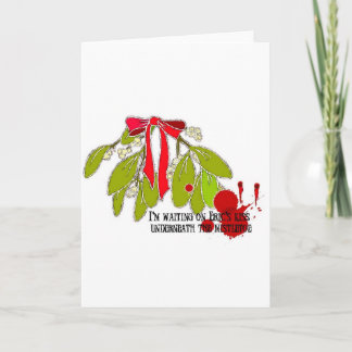 Het wachten op Eric onder de Mistletoe Feestdagen Kaart