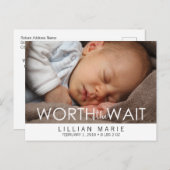 Het wachten waard | Briefkaart voor aankondiging v (Voorkant / Achterkant)