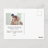 Het wachten waard, de geboorteaankondiging van de  briefkaart (Achterkant)