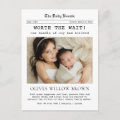 Het wachten waard, de geboorteaankondiging van de  briefkaart (Voorkant)