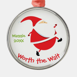 Het wachten waard - Gepersonaliseerd kerstcadeau v Metalen Ornament