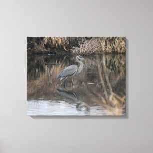 Het waden van de Grote Blauwe Druk van het Canvas Afdruk