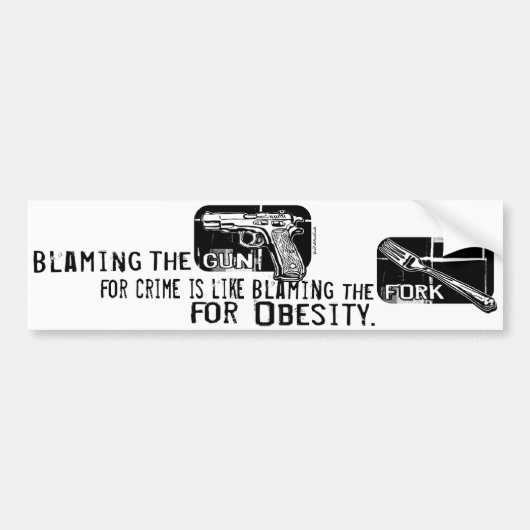 Het wapen de schuld geven bumpersticker (Voorkant)