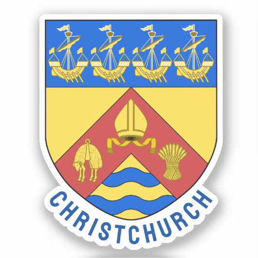 Het wapen van Christchurch, NZ Sticker (Voorkant)
