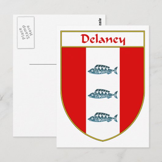Het wapen van Delaney/het familiewapen Briefkaart (Voorkant / Achterkant)