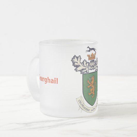 Het wapen van Farrell Clan van Ierland Matglas Koffiemok (Voorkant links)