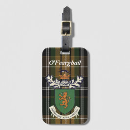 Het wapen van Farrell Clan van Ierland & tartan Bagagelabel