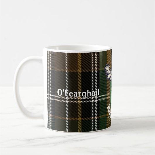 Het wapen van Farrell Clan van Ierland & tartan Koffiemok (Links)
