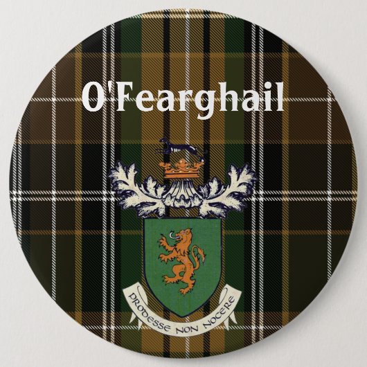 Het wapen van Farrell Clan van Ierland & tartan Ronde Button 6,0 Cm (Voorkant)