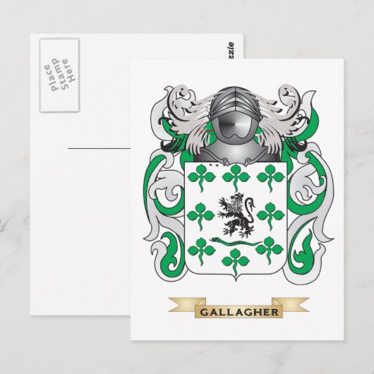 Het wapen van Gallagher (familiewapen) Briefkaart (Voorkant / Achterkant)