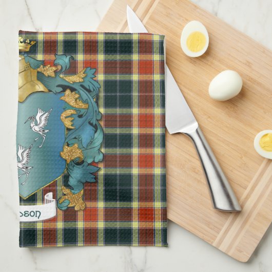 Het wapen van Gibson en het moderne Tartan Theedoek (Quarter Fold)