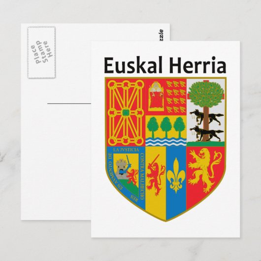 het wapen van het Baskenland (Euskal Herria), Briefkaart (Voorkant / Achterkant)