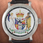 Het wapen van Nieuw-Zeeland op een Horloge<br><div class="desc">Nieuw-Zeelands wapen op een horloge. Symbool van Nieuw-Zeeland. Het wapen van NZ. Kiwis. Allemaal zwarte nationaliteiten. Nieuw-Zeelandse horloge.</div>