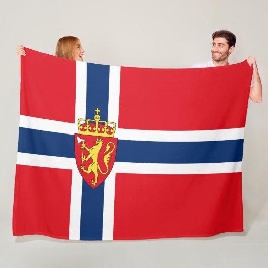 Het wapen van Noorwegen op de vlag van Noorwegen,  Fleece Deken (In situ)