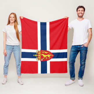 Het wapen van Noorwegen op de vlag van Noorwegen, Fleece Deken
