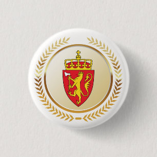 Het Wapen van Noorwegen Ronde Button 3,2 Cm