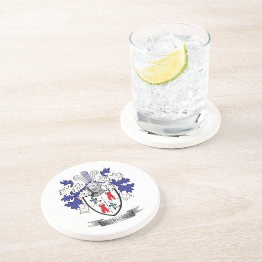 Het Wapenschild van CREST van de Familie van Zandsteen Onderzetter (Zijkant)