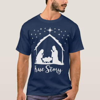 Het ware verhaal van Jezus geboorte Nativiteit T-shirt