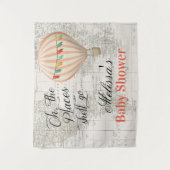 Het warmluchtballonmeisje Baby Shower Achtergrond Wandkleed (Voorkant)