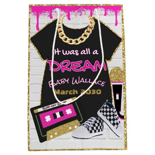 Het was allemaal een Dream Pink 90's Hip Hop Baby  Medium Cadeauzakje (Voorkant)