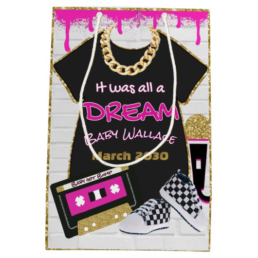 Het was allemaal een Dream Pink 90's Hip Hop Baby  Medium Cadeauzakje (Achterkant)