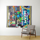 Het was allemaal een Dream Retro Hip Hop Graffiti  Wandkleed (In Situ (horizontaal))