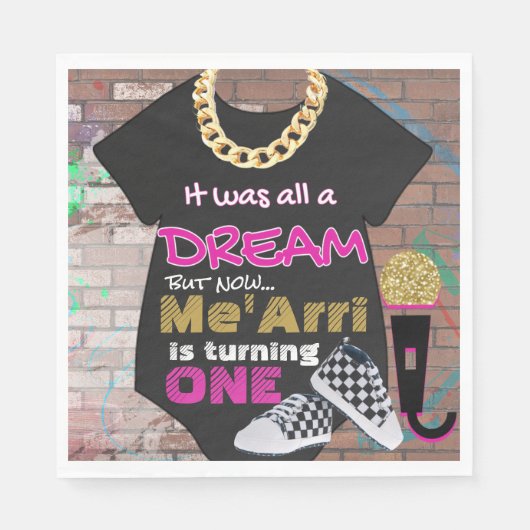 Het was allemaal een droom| 90's Pink & Gold Verja Servet (Voorkant)