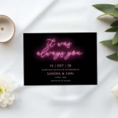 Het was altijd jij Neon Glow Light Save the Date Kaart