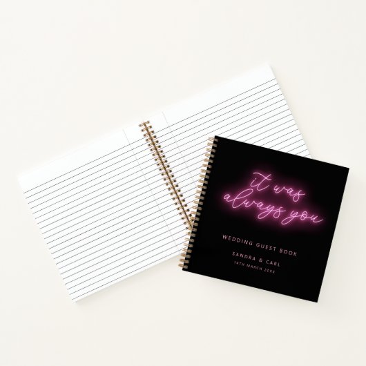 Het was altijd jij Neon Wedding Guestbook Notitieboek (Binnen)