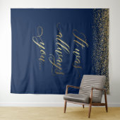 Het was altijd jij tex Blauwe glinsterende trouwba Wandkleed (In Situ (horizontaal))