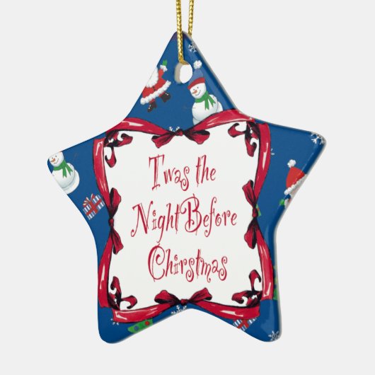 Het was de nacht voor kerststerversiering keramisch ornament (Links)