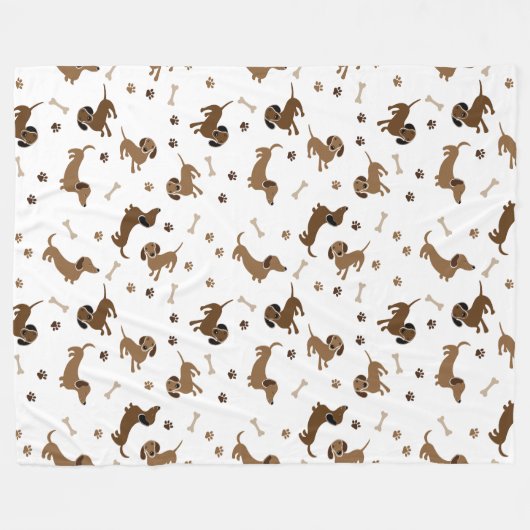 Het was een lange dag teckel fleece deken (Voorkant (Horizontaal))