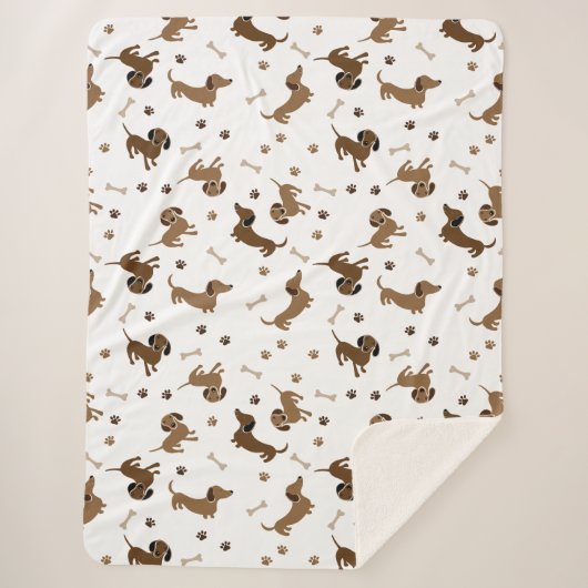 Het was een lange dag teckel sherpa deken (Voorkant)