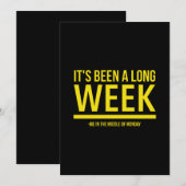 Het was een lange week grappig maandagcitaat geel bedankkaart (Voorkant / Achterkant)