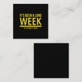 Het was een lange week grappig maandagcitaat geel vierkante visitekaartje (Voorkant / Achterkant)