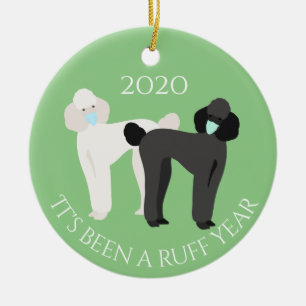 Het was een ruig jaar Hond 2020 Poodle Keramisch Ornament