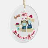 Het was een ruig jaar Honden 2021 Keramisch Ornament (Rechts)